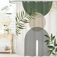 thumbnail image 1 of Dznils Boho Shower Curtain with Hooks, Modern Abstract Fabric Bathroom Curtain, 72" x 72", Green, 1 of 11