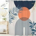 thumbnail image 1 of Dznils Boho Shower Curtain with Hooks, Modern Abstract Fabric Bathroom Curtain, 72" x 72", Navy Blue, 1 of 12
