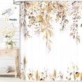 thumbnail image 1 of Dznils Brown Eucalyptus Fabric Shower Curtain, Watercolor Floral Pattern with Hooks, 72" x 72", 1 of 10