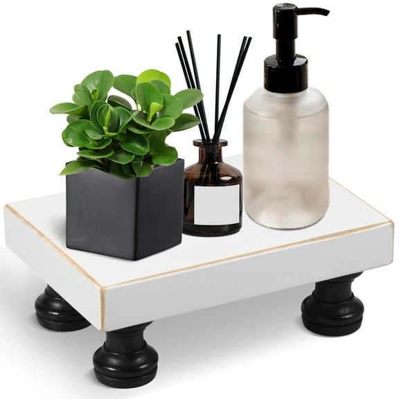 Dznils Decorative Wooden Display Riser, Farmhouse Pedestal Stand Soap holder for Bathroom, White