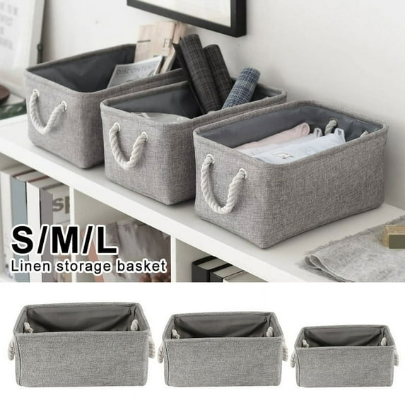 Dznils Fabric Storage Bin Basket Box Closet Organizer Drawer Container Household Storage Boxes with Carrying Handles for Toy,Books,Clothes