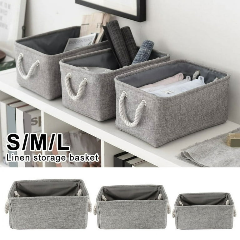 Dznils Fabric Storage Bin Basket Box Closet Organizer Drawer Container  Household Storage Boxes with Carrying Handles for Toy,Books,Clothes