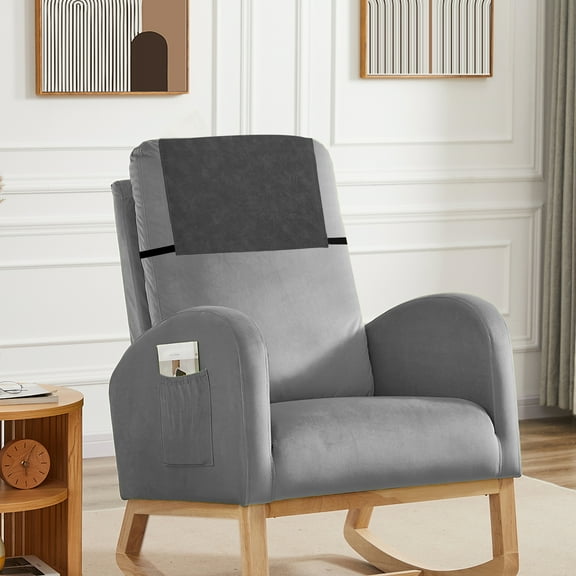 Dznils Faux Leather Recliner Headrest Cover with Elastic Straps, Sofa Couch Protector, Gray, 2 Pack