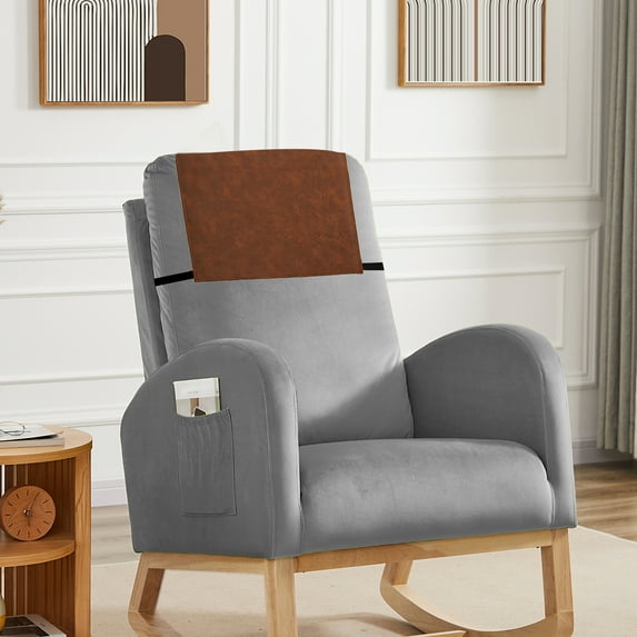 Dznils Faux Leather Recliner Headrest Cover with Elastic Straps, Sofa Furniture Protector, Brown