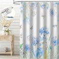 thumbnail image 1 of Dznils Floral Shower Curtain Decorative Flower Butterfly Watercolor Polyester Bathroom Curtain with 12 Hooks Bathtub Home Decor 71X71 Inch, 1 of 10