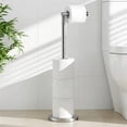 thumbnail image 1 of Dznils Free Standing Stainless Steel Toilet Paper Holder with Roll Reserve, Silver, 1 of 9