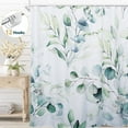 Dznils Green Eucalyptus Fabric Shower Curtain, Watercolor Floral