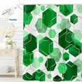thumbnail image 1 of Dznils Green Geometric Fabric Shower Curtain, Modern Abstract Bathroom Curtain with Hooks, 72" x 72", 1 of 13