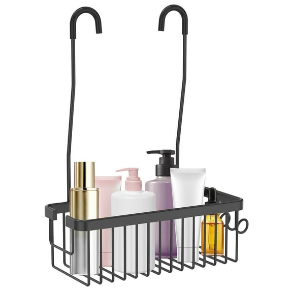 Dznils Hanging Shower Caddy, Bathroom Shower Organizer and Storage with Hooks, Black
