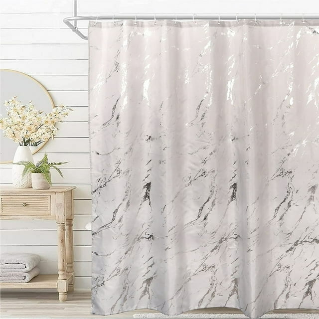 Dznils Marble Printed Fabric Shower Curtain, Modern Bathroom Curtain