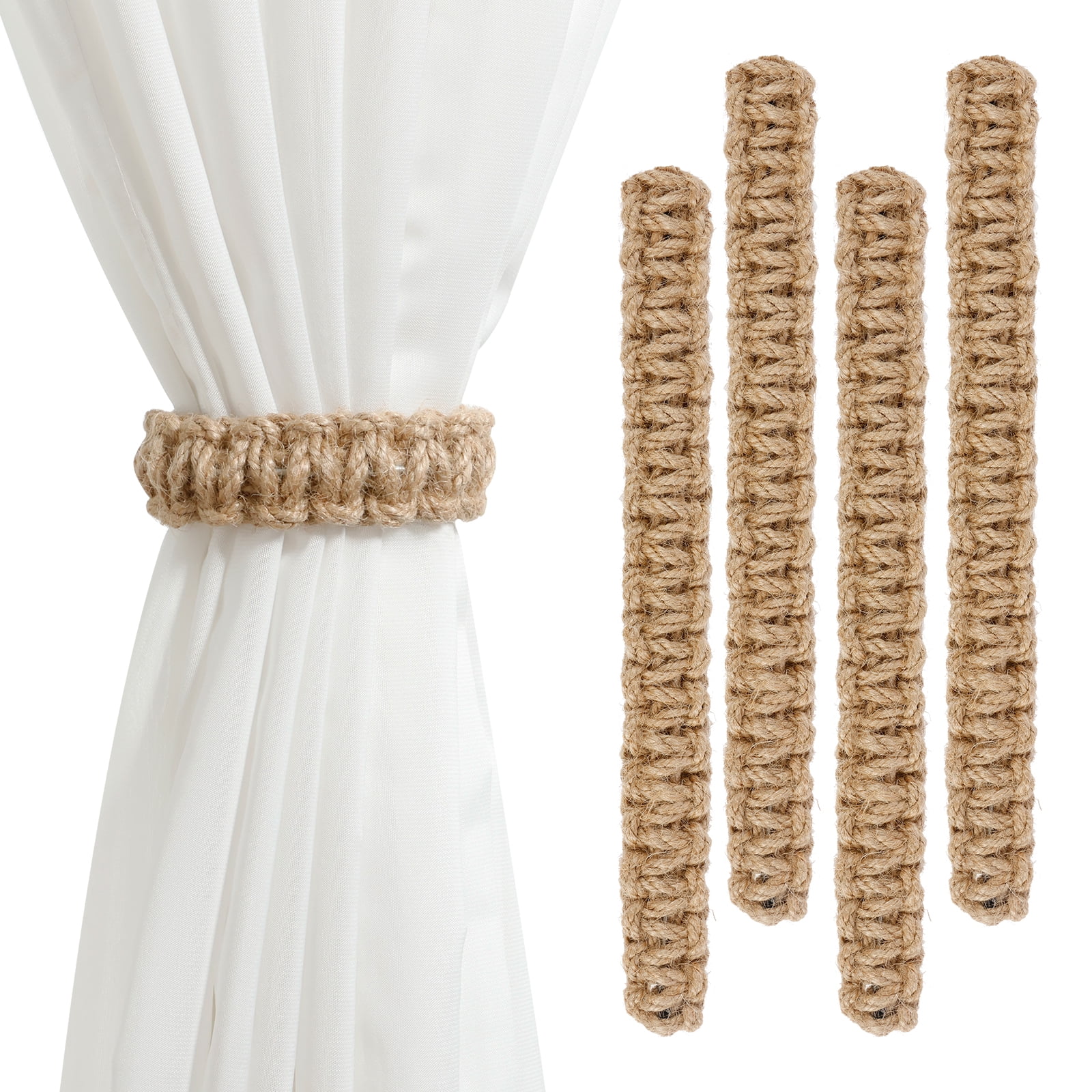 Dznils Natural Cotton Rope Curtain Tiebacks, Farmhouse Braided Curtain ...