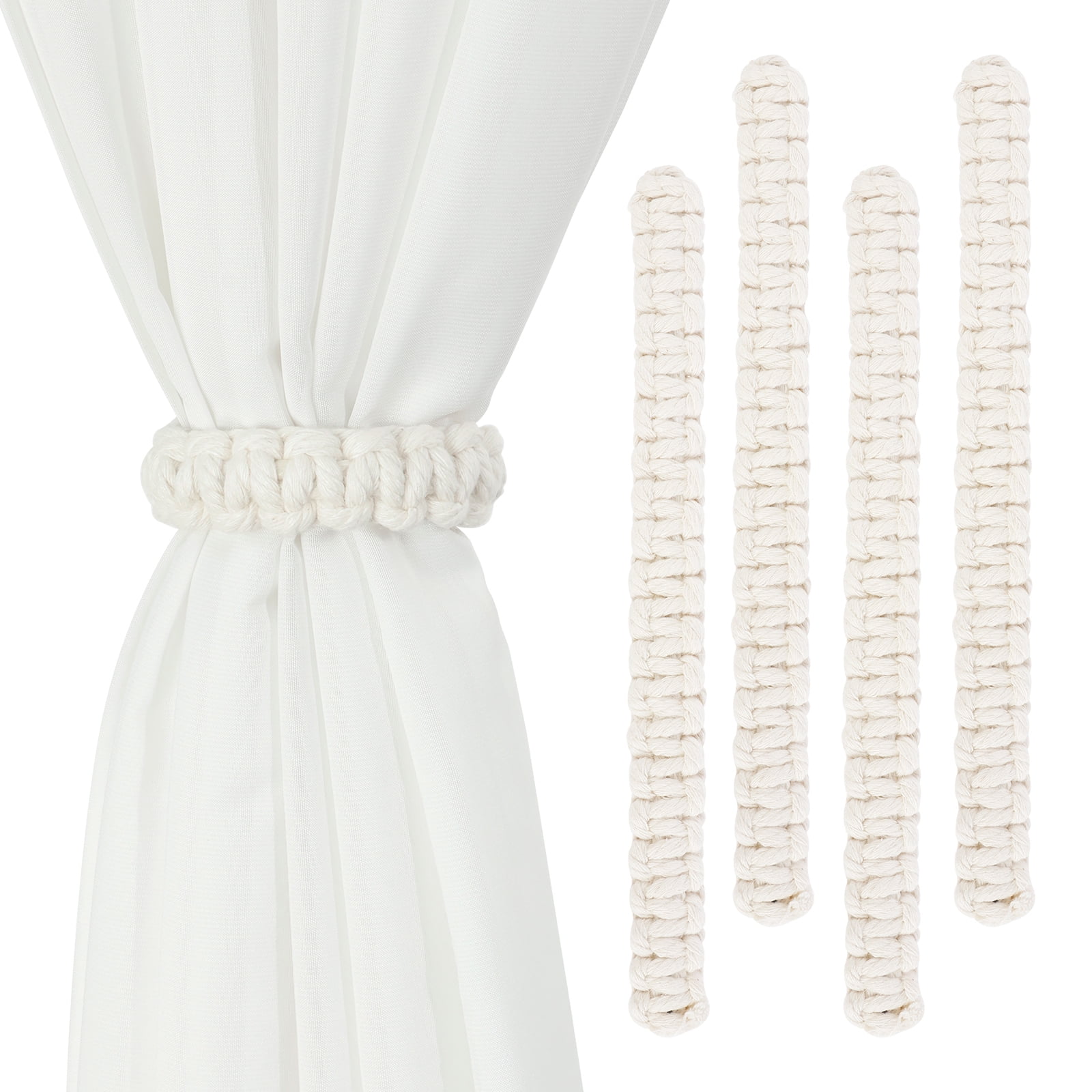 Dznils Natural Cotton Rope Curtain Tiebacks, Farmhouse Braided Curtain ...