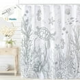 thumbnail image 1 of Dznils Nautical Coastal Fabric Shower Curtain, Gray Turtle Bathroom Curtain with 12 Hooks, 72" x 72", 1 of 9