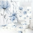 thumbnail image 1 of Dznils Blue Floral Shower Curtain Sets with Rugs, 16pc Watercolor Bathroom Curtains Set, 72" x 72", 1 of 10