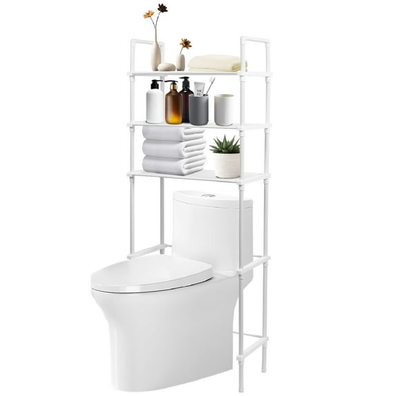 Dznils Over the Toilet Storage Shelf, 3-Tier Steel Bathroom Storage Organizer Space Saver, White