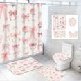 thumbnail image 1 of Dznils Pink Bow Shower Curtain and Rug Sets, 16pc Modern Fabric Bathroom Curtain Sets, 72" x 72", 1 of 11