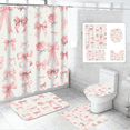 thumbnail image 1 of Dznils Pink Bow Shower Curtain and Rug Sets, 16pc Modern Fabric Bathroom Curtain Sets, 72" x 72", 1 of 11