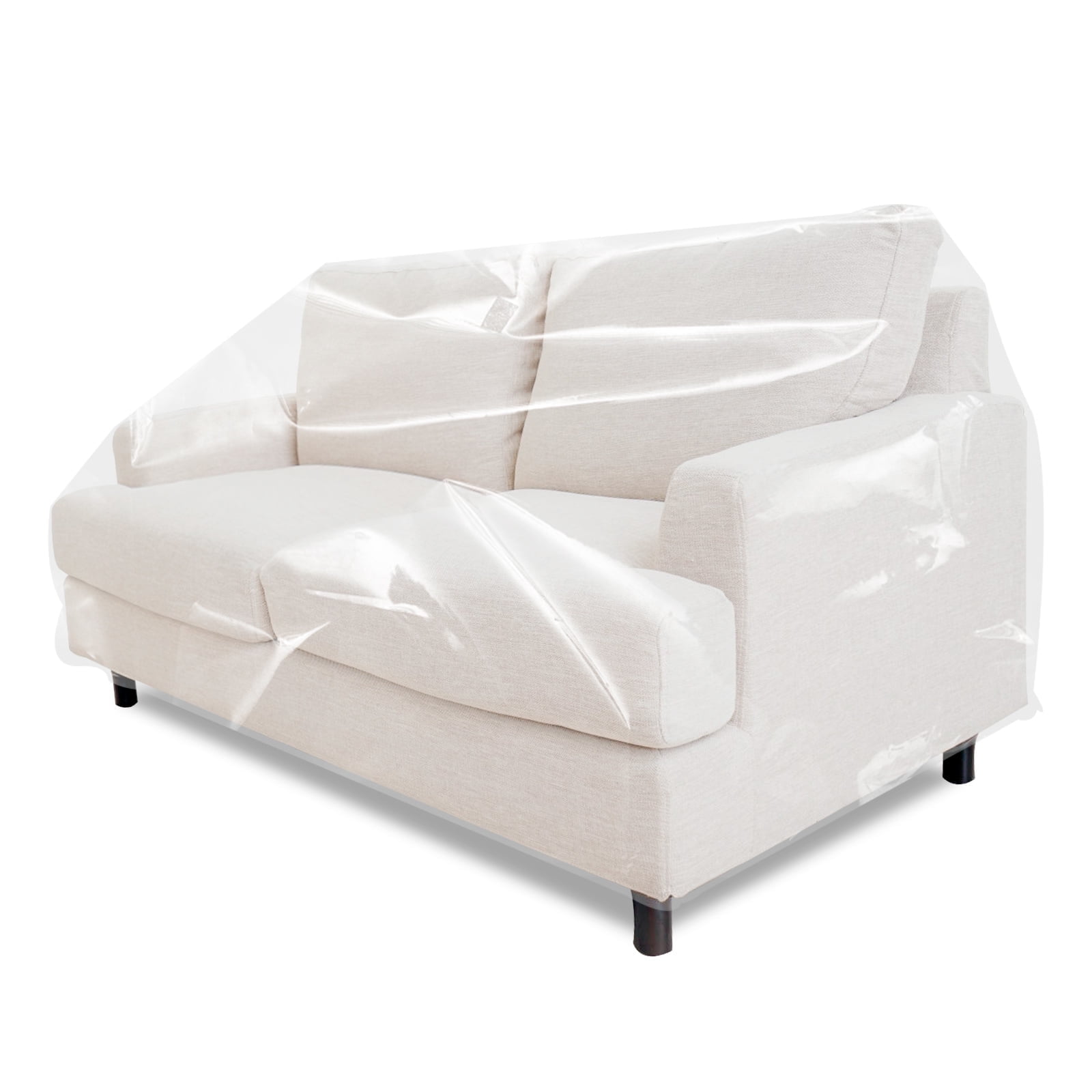 Dznils Plastic Loveseat Cover, Waterproof Washable Slipcover for Storage and Moving, Clear