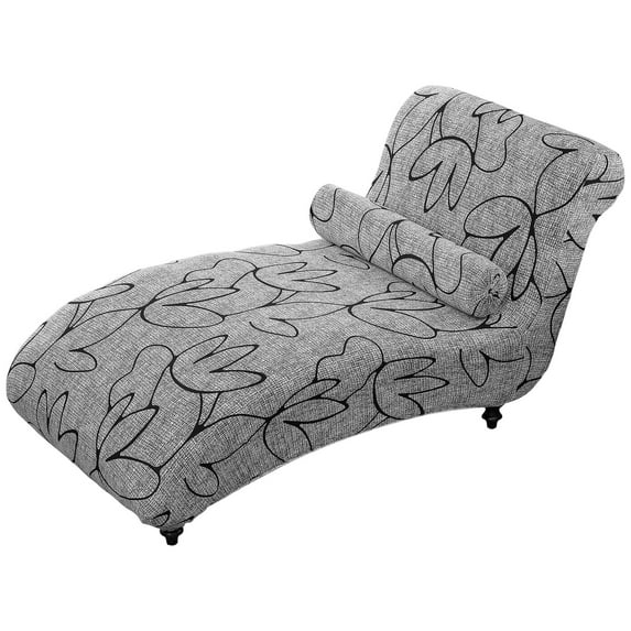 Dznils Printed Armless Chaise Lounge Slipcover Stretch Polyester Furniture Chair Cover, Gray