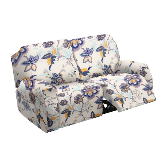 Dznils Printed Loveseat Recliner Slipcover Polyester Stretch Furniture Sofa Protector Cover, Beige