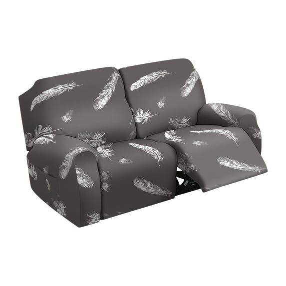 Dznils Printed Loveseat Recliner Slipcover Polyester Stretch Furniture Sofa Protector Cover, Gray
