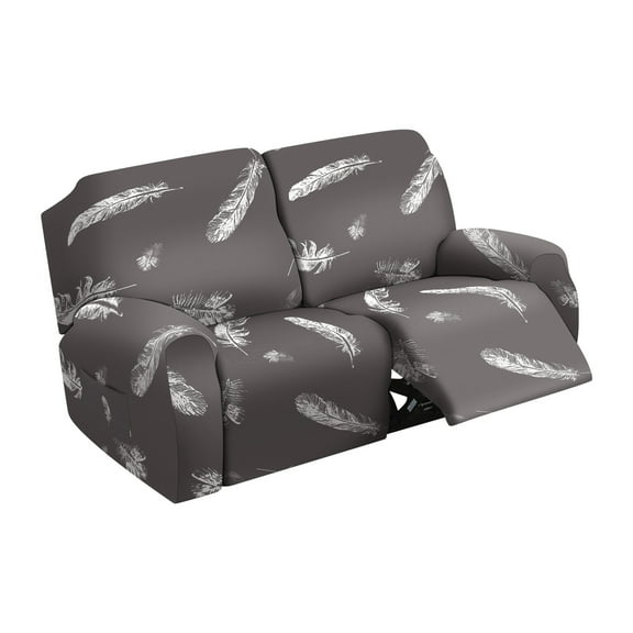 Dznils Printed Loveseat Recliner Slipcover Polyester Stretch Furniture Sofa Protector Cover, Gray