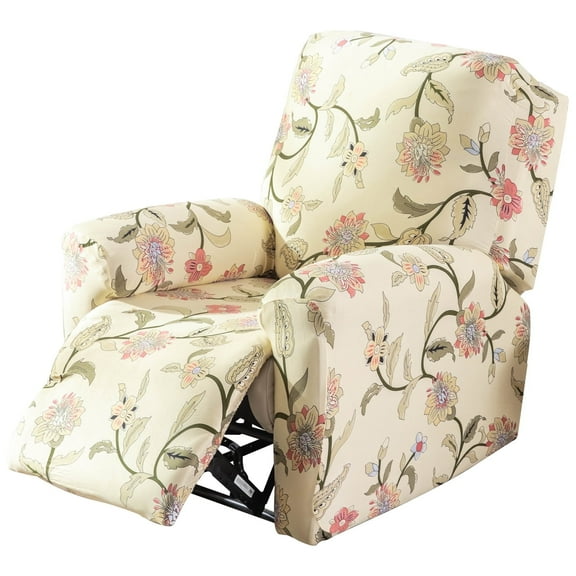Dznils Printed Recliner Chair Cover Polyester Stretch Recliner Sofa Slipcover, Beige Floral