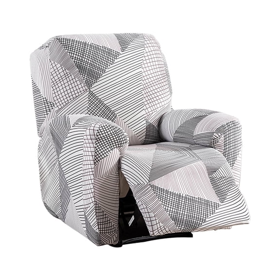 Dznils Printed Recliner Chair Cover Polyester Stretch Recliner Sofa Slipcover, Black Gray Stripe