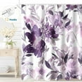 thumbnail image 1 of Dznils Purple Floral Fabric Shower Curtain, Modern Watercolor Bathroom Curtain with Hooks, 72" x 72", 1 of 11