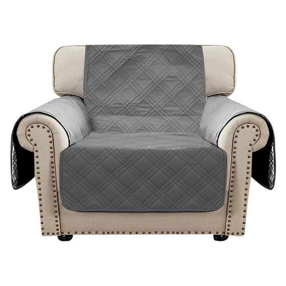 Dznils Reversible Recliner Chair Cover Furniture Chair Slipcover with Side Pockets, Gray