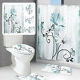 thumbnail image 1 of Dznils Rustic Farmhouse Shower Curtain and Rug Set, 16 Pc Teal Daisy Floral Bathroom Set, 72" x 72", 1 of 12