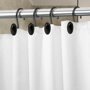 Dznils Rustproof Modern Metal Shower Curtain Hooks, Black, Set of 12
