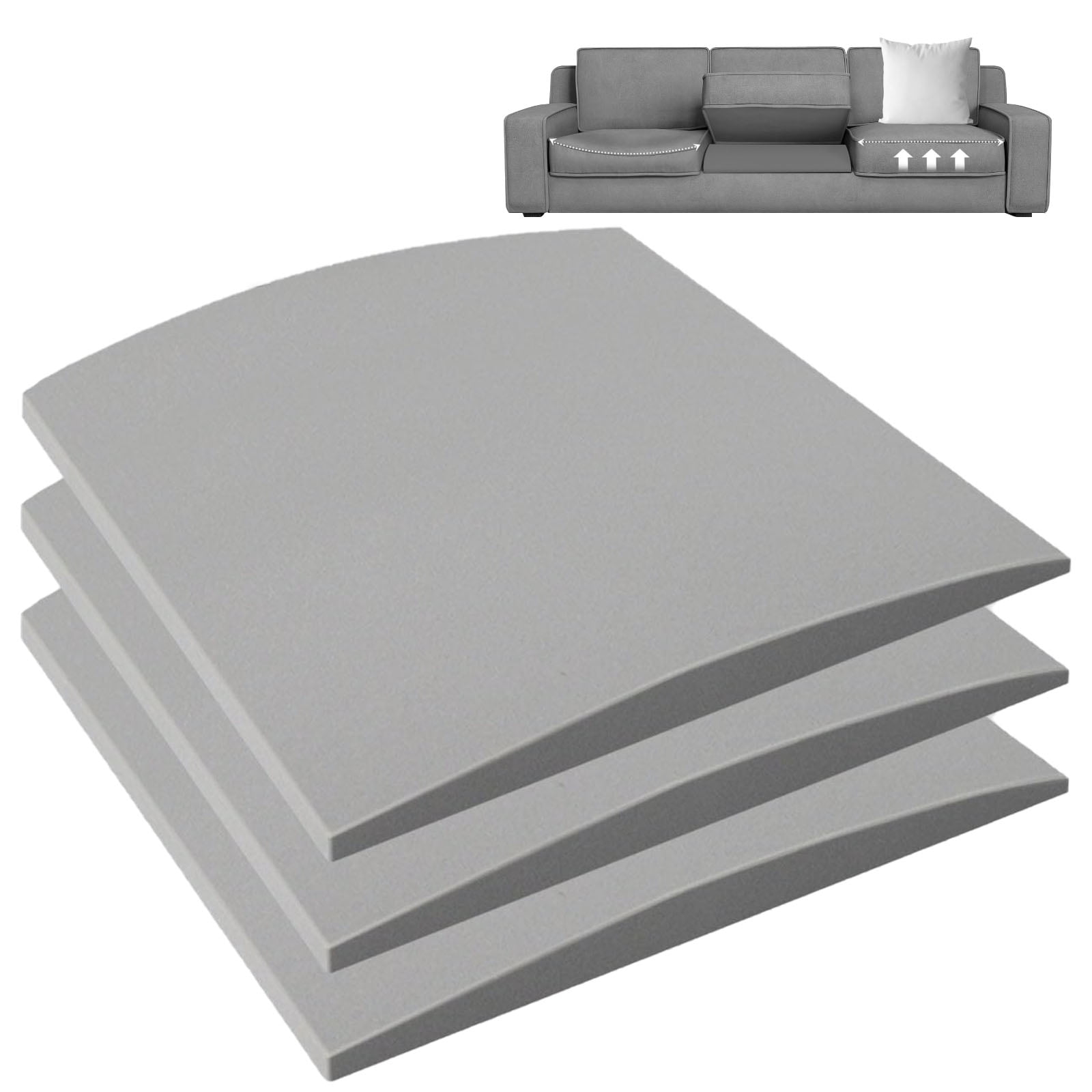 Dznils Sofa Couch Cushion Support for Sagging Seat, 20" x 20", Gray, Set of 3