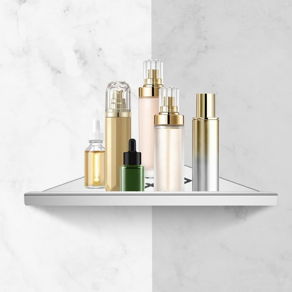 Dznils Stainless Steel Corner Shower Caddy, 8" Bathroom Organizers and Storage, Silver