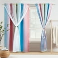thumbnail image 1 of Dznils Star Ombre Printed Grommet Sheer Blackout Curtain Panel Set, 4 Piece, Pink, 52" W x 72" L, 1 of 10