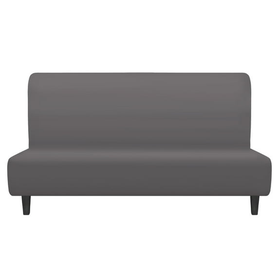 Dznils Stretch Futon Cover, Spandex Armless Sofa Bed Slipcover, Washable Furniture Protector, Gray