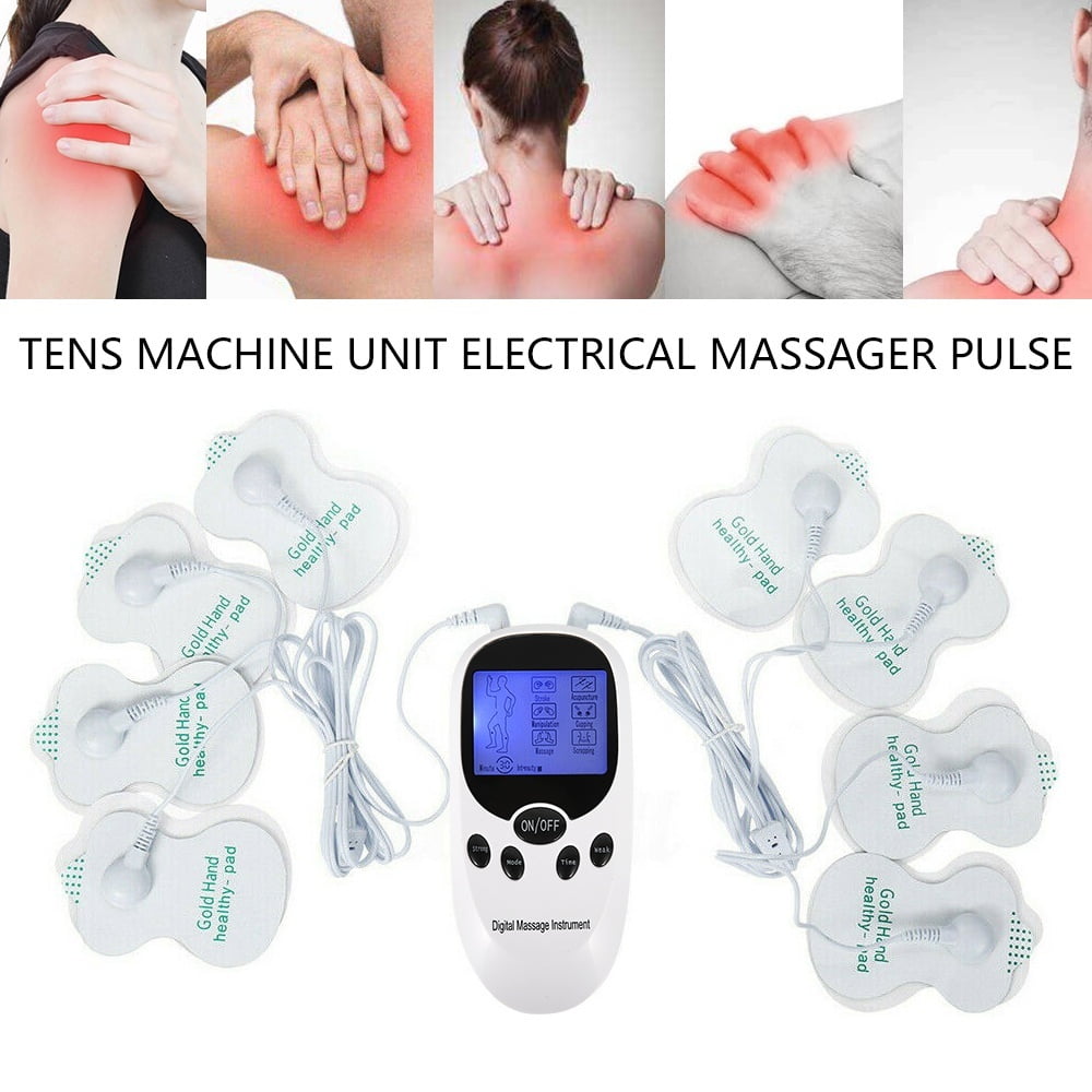 Qenwkxz Electronic Pulse Massager Muscle Stimulator Machine Dual Channel  TENS Unit Electro Therapy Machine for Pain Relief Therapy with 8 Electrode