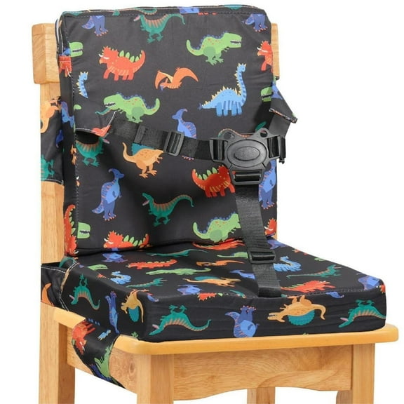 Dznils Toddler Booster Seat for Dining Table, with Backrest, Safety Buckles, Non-Slip Bottom, Black