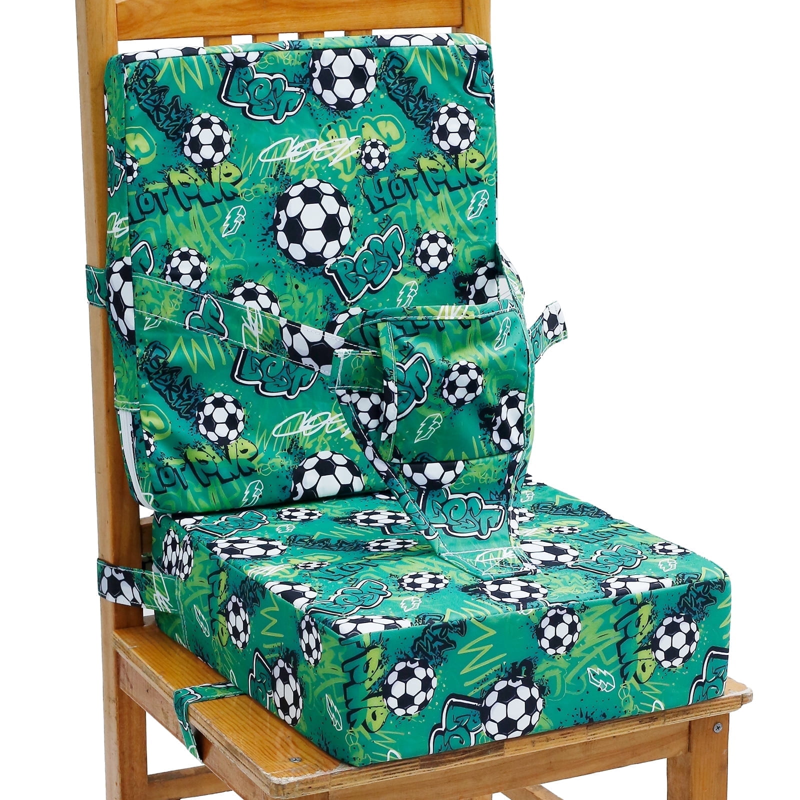 Dznils Toddler Booster Seat for Dining Table, with Backrest, Safety Buckles, Non-Slip Bottom, Green