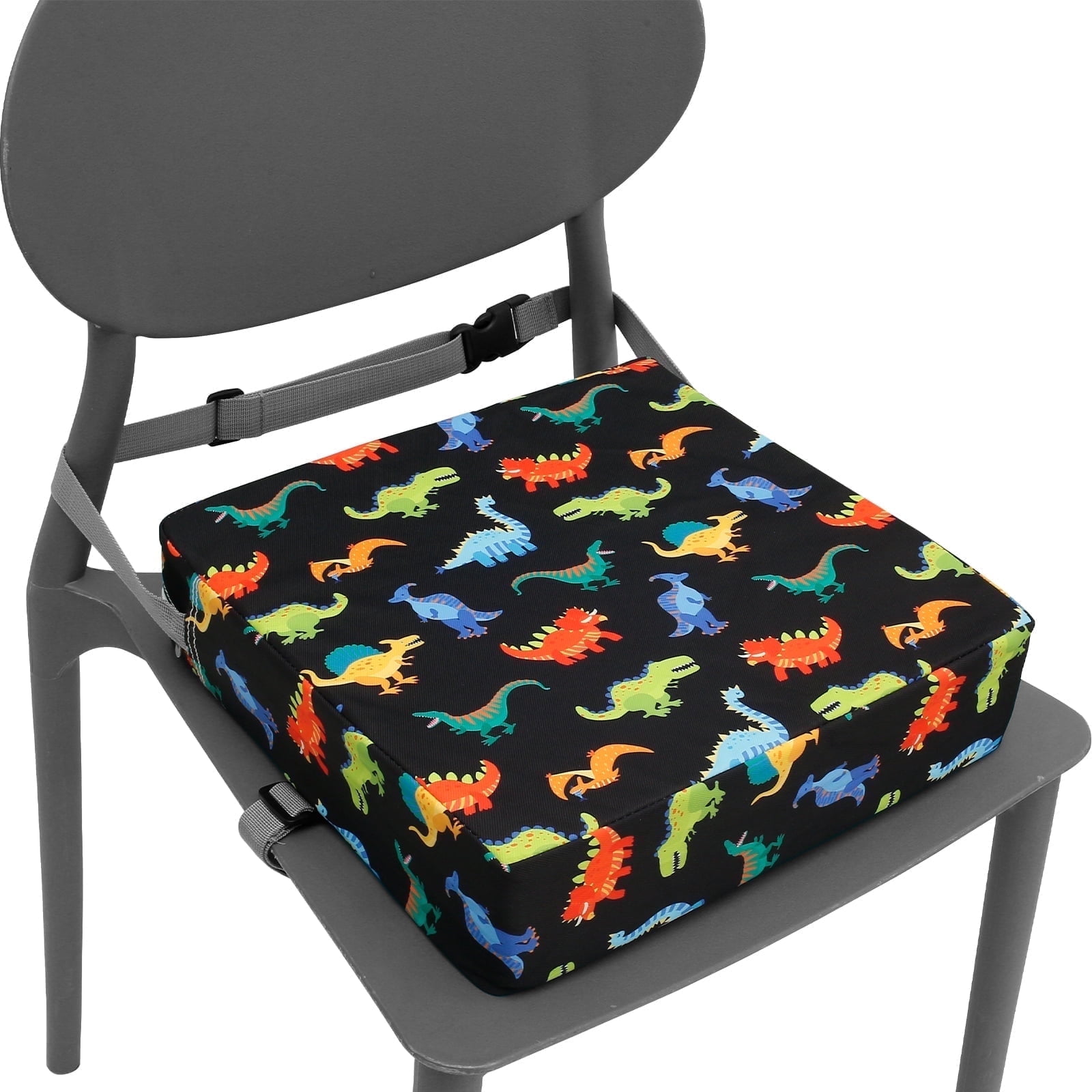 Walmart savings: Dznils Kids' Booster Seat for Dining, Baby Eating Chair with Safety Buckles, Non-Slip Bottom, Black Dinosaur Design