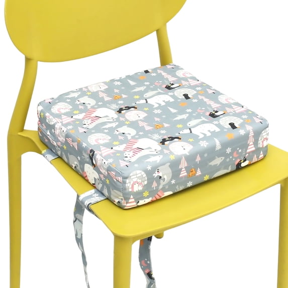 Dznils Toddler Booster Seat for Dining Table, with Safety Buckles, Non-Slip Bottom, Gray Bear
