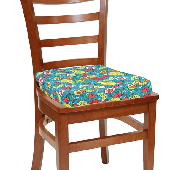 Dznils Toddler Booster Seat for Dining Table, with Safety Buckles, Non-Slip Bottom, Green Fruit