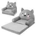 thumbnail image 1 of Dznils Toddler Sofa Chair, 2-in-1 Soft Foam Flip Open Kids Couch Lounger Comfy, Ages 1+, Gray Cat, 1 of 11