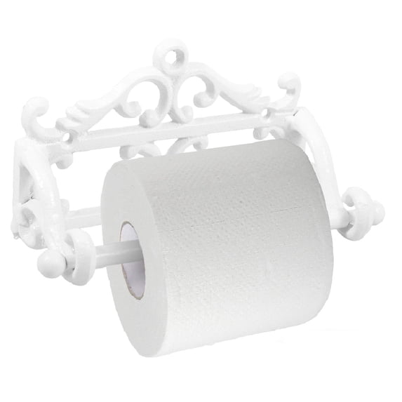 Dznils Vintage Wall Mounted Metal Toilet Paper Holder, White