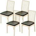 thumbnail image 1 of Dznils Waterproof Dining Chair Seat Covers Pu Faux Leather Stretch Chair Slipcovers, 4 Pack, Black, 1 of 10