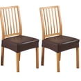 thumbnail image 1 of Dznils Waterproof PU Chair Seat Covers for Dining Room, Washable Chair Slipcovers, Set of 2, Brown, 1 of 10