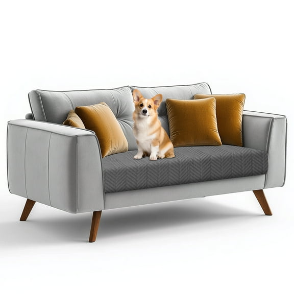 Dznils Waterproof Sofa Cover Non Slip Couch Cover Washable Furniture Protector for Kids Pets, Gray