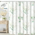 thumbnail image 1 of Dznils White Fabric Shower Curtain, Watercolor Green Eucalyptus Floral Pattern with Hooks, 72" x 72", 1 of 13