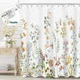 thumbnail image 1 of Dznils White Floral Fabric Shower Curtain, Watercolor Bathroom Curtain with Hooks, Yellow, 72" x 72", 1 of 15