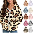 thumbnail image 1 of Dzrciro Boys Girls Hoodie Sweatshirts, Leopard Print Long Sleeve Full Zip Up Kids Jacket with Pockets, Casual Outdoor Hoodies Coat, 4-12 Years, 1 of 8